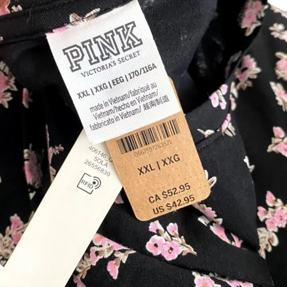 Pink By‎ Victoria Secret Black with Floral print Dress - Picture 5 of 5